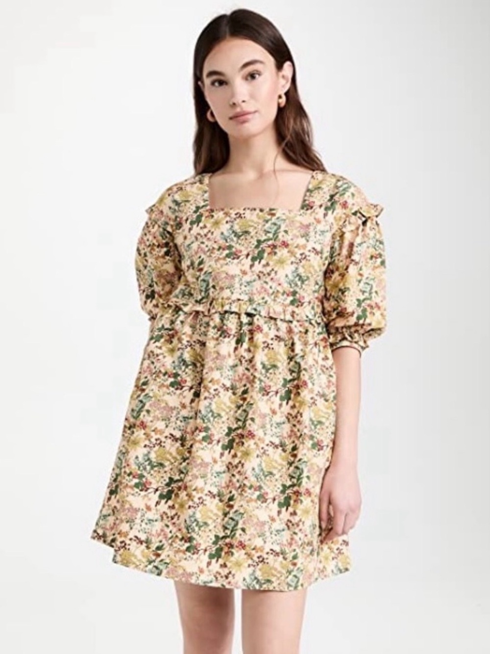 Meadows Daphne Mini Swing Dress Size 4 Floral Puff Sleeve Cottagecore Whimsy